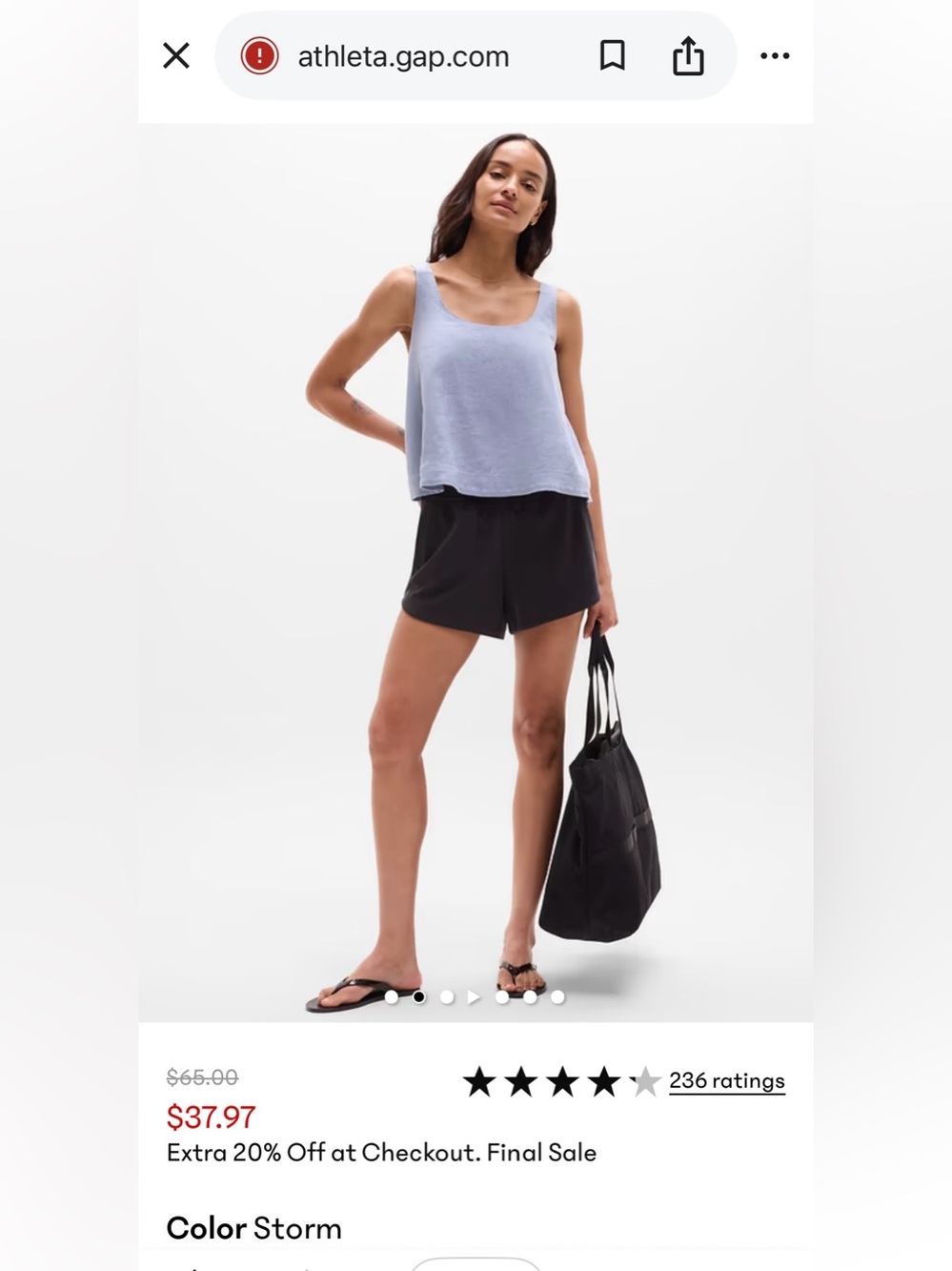 Athleta Women's Light Blue Linen Tank Top - Picture 4 of 5